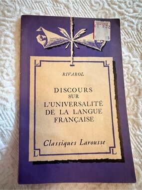 Rivarol "Discours sur l'universalité de la langue française" Paperback Ed Book